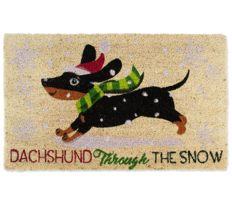 DII Dachshund Through The Snow Natural Coir Doormat — Main view
