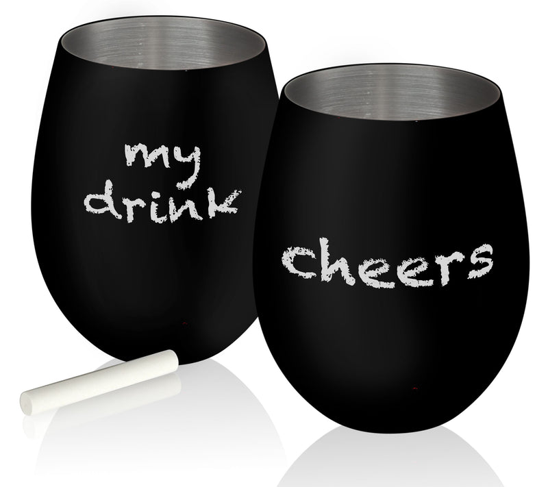 Artland Colton Set of 2 Chalkable Stemless Wine Glasses — View 2