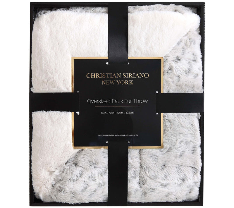 Christian Siriano NY Snow Leopard Faux Fur Throw with Gift Box — View 7