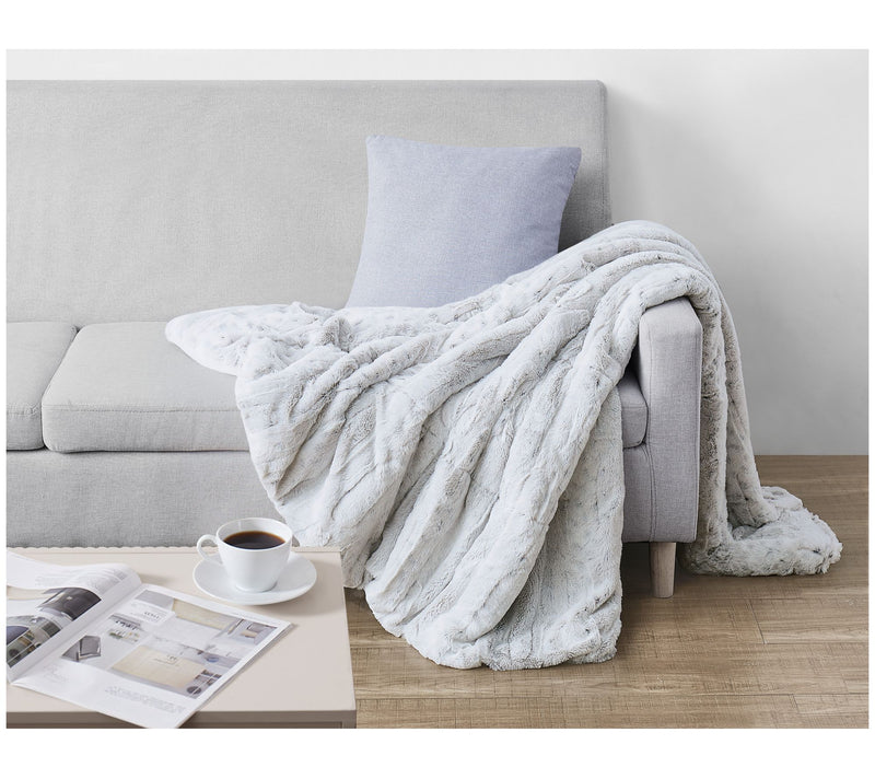 Christian Siriano NY Snow Leopard Faux Fur Throw with Gift Box — View 9