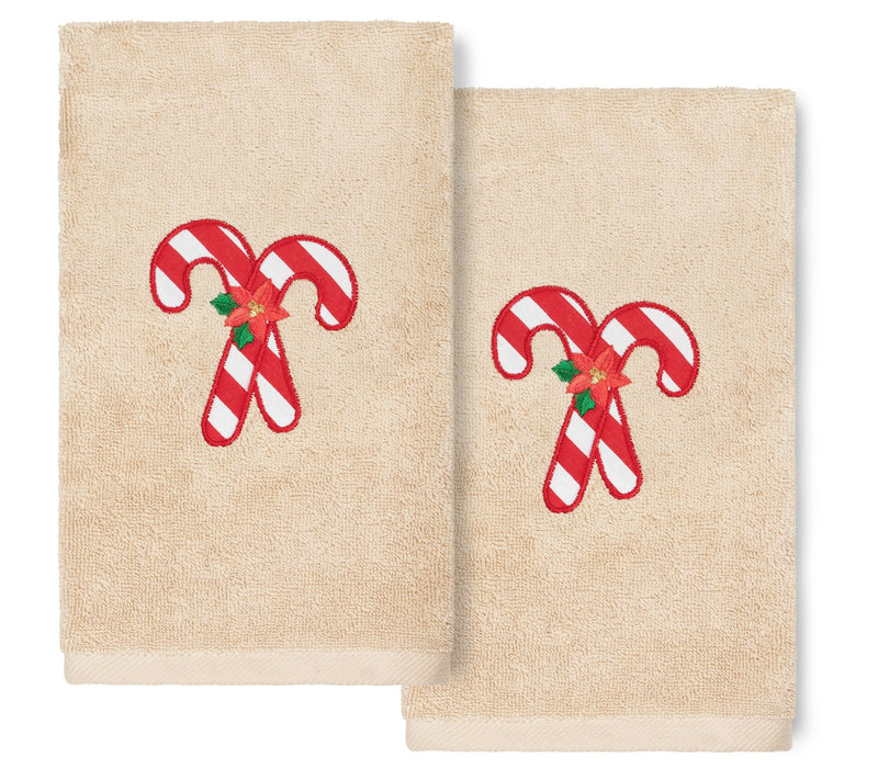 Linum Home Textiles Christmas Candy Canes 2-Piece Hand Towels — Main view