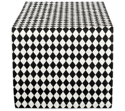 Design Imports Black & Cream Harlequin Table Runner 14" x 108"