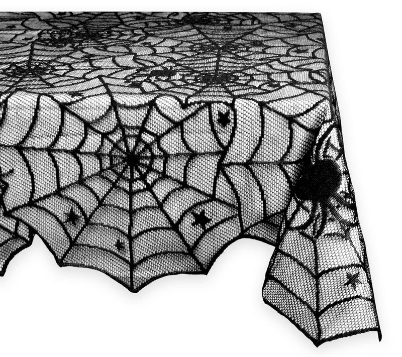 Design Imports Black Spiderweb Lace Tablecloth54" x 72" — Main view