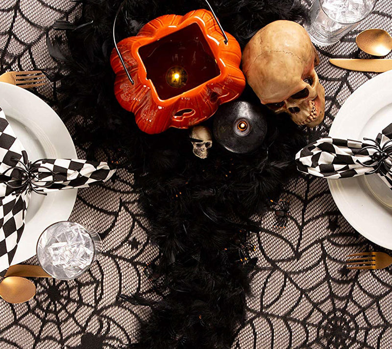 Design Imports Black Spiderweb Lace Tablecloth54" x 72" — View 2