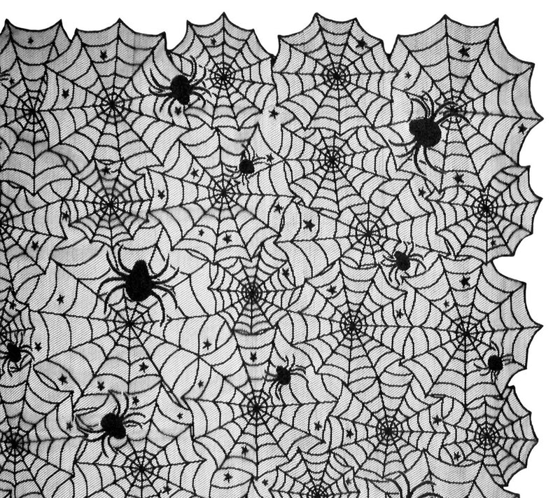 Design Imports Black Spiderweb Lace Tablecloth54" x 72" — View 4