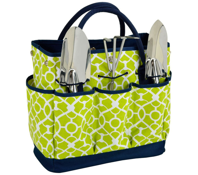 Picnic at Ascot Gardening Tote with 3 Tools - Trellis Green — Main view
