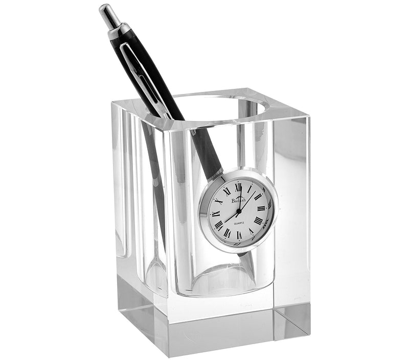 Badash Crystal Pen or Pencil Holder with Clock — Main view