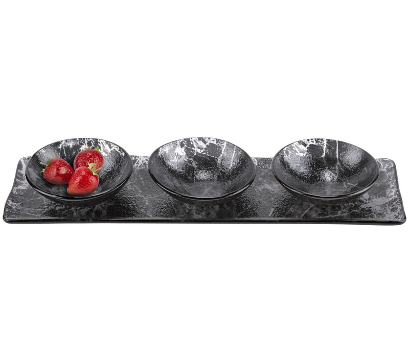 Badash Crystal Hostess 4 pc Set in Black MarbleGlass Decor — Main view