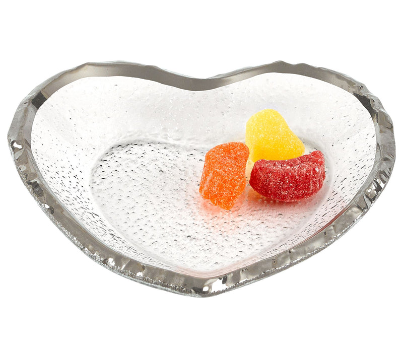 Badash Crystal Silver Edge Glass Heart Plate — Main view