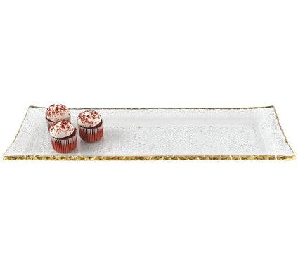 Badash Crystal Gold Edge Rectangular Serving Platter