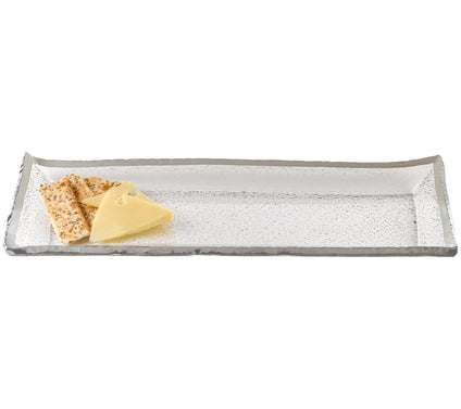 Badash Crystal Silver Edge Rectangular ServingPlatter
