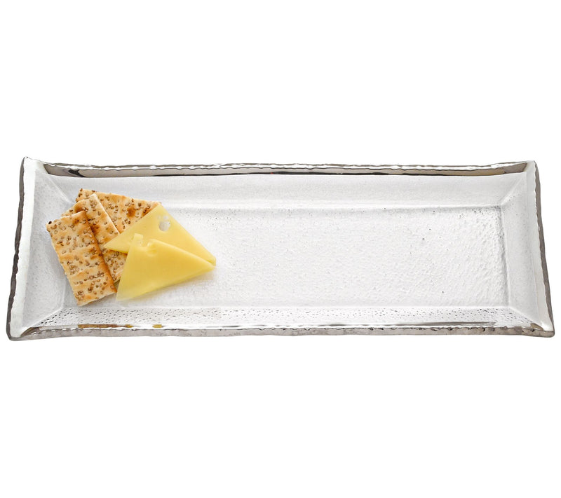 Badash Crystal Silver Edge Rectangular ServingPlatter — View 2