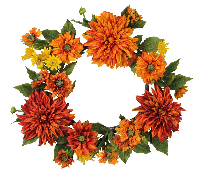 Northlight Harvest Mums and Daisies Unlit Wreath — Main view