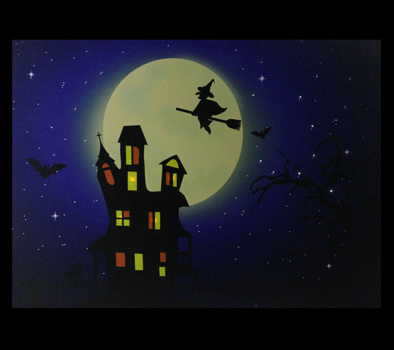 Northlight Witch in the Moon Halloween Canvas Wall Art — View 3