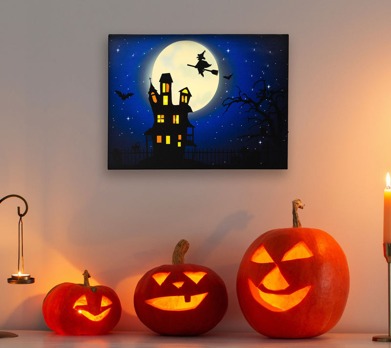 Northlight Witch in the Moon Halloween Canvas Wall Art — View 4