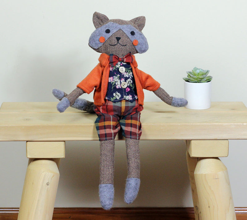 Northlight Sitting Boy Herringbone Design Fox Plush — View 3