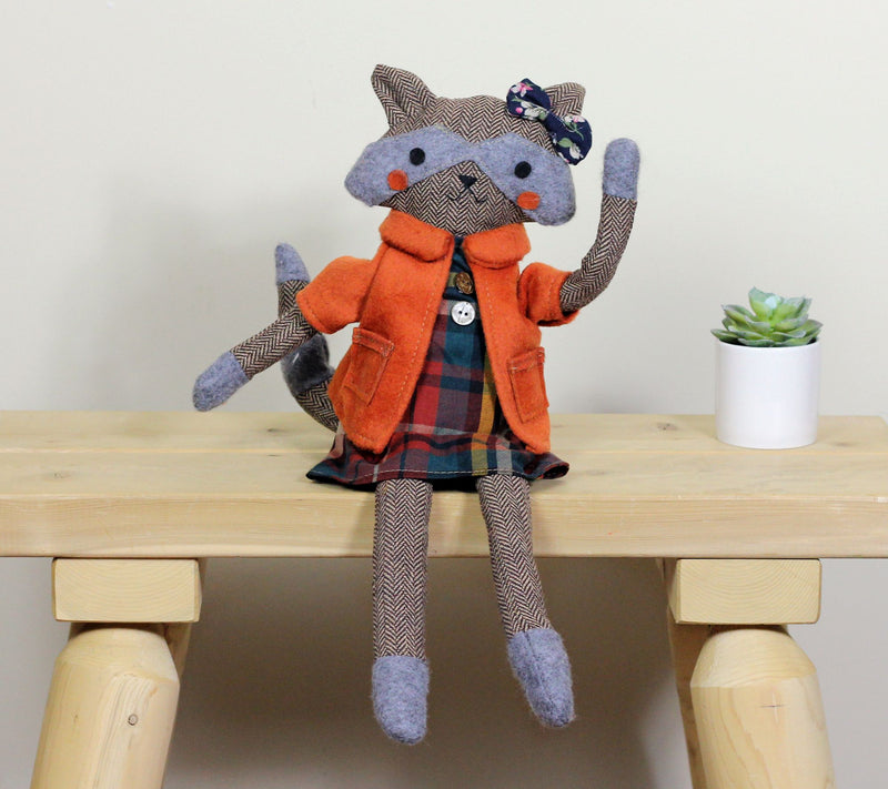 Northlight Sitting Girl Herringbone Design Foxlush — View 3