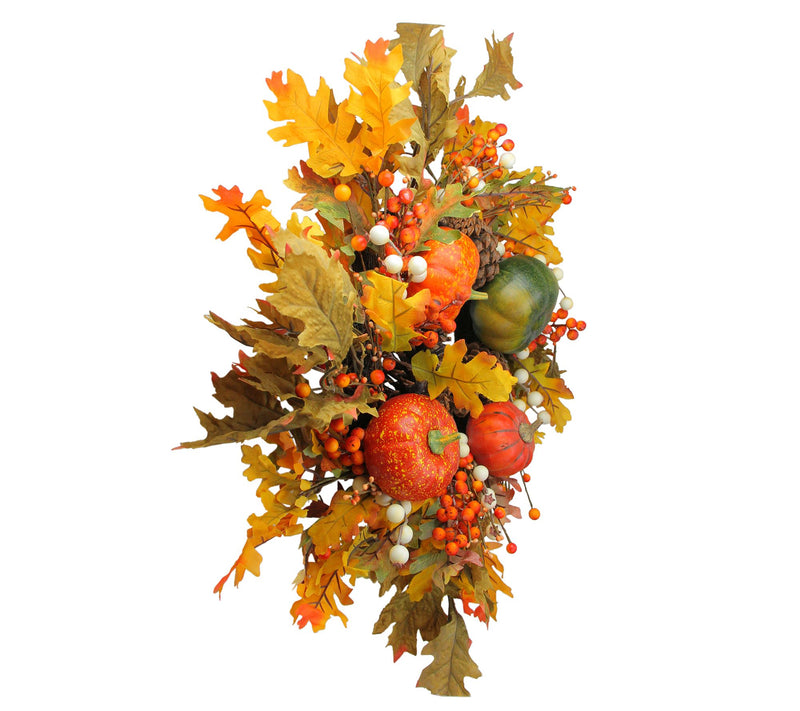 Northlight Fall Pine Cones and Pumpkins Thanksgiving Wreath — View 2