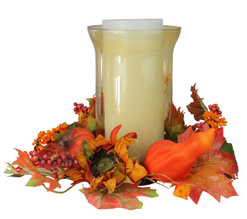 Northlight Sunflower & Pumpkin Hurricane PillarCandle Holder — Main view