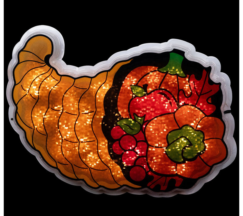 Northlight Lighted Cornucopia Thanksgiving Window Silhouette — View 4