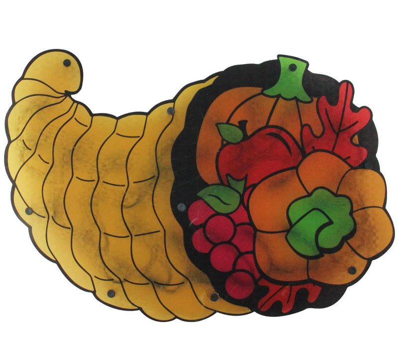 Northlight Lighted Cornucopia Thanksgiving Window Silhouette — Main view