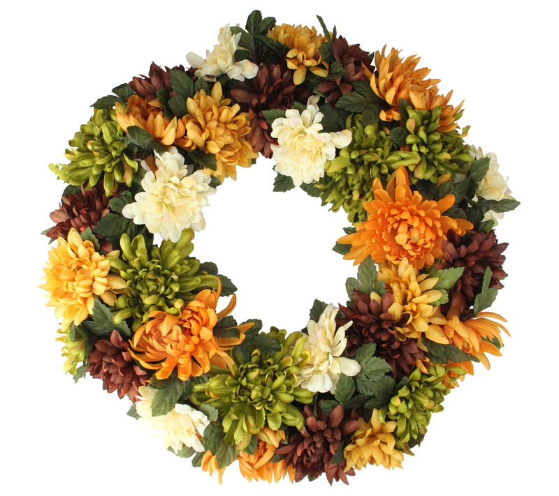 Northlight Autumn Chrysanthemum Artificial Thanksgiving Wreath — Main view