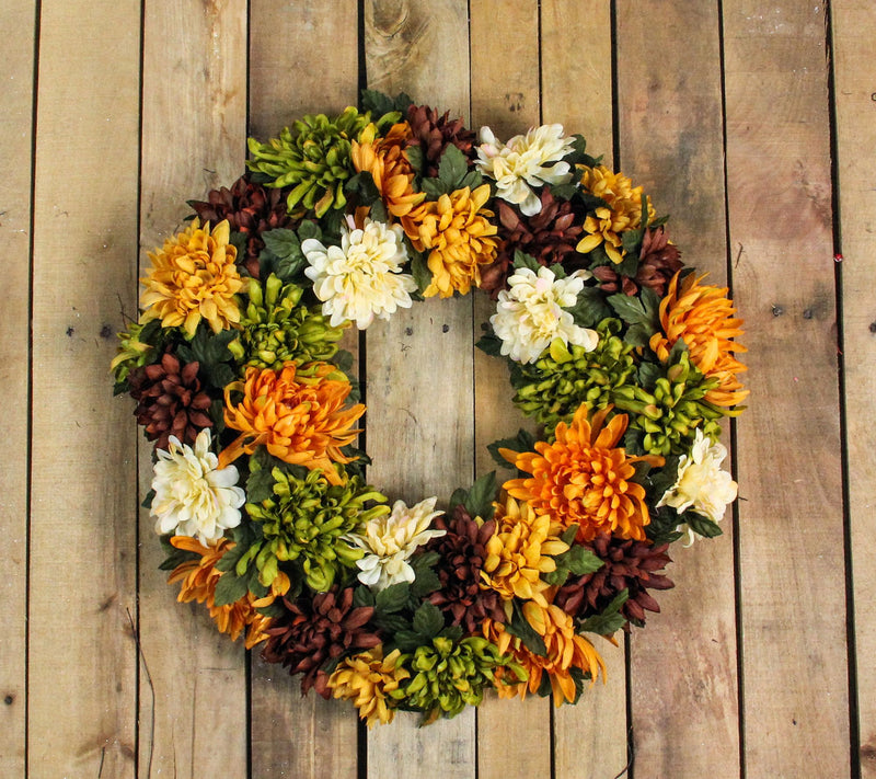 Northlight Autumn Chrysanthemum Artificial Thanksgiving Wreath — View 3