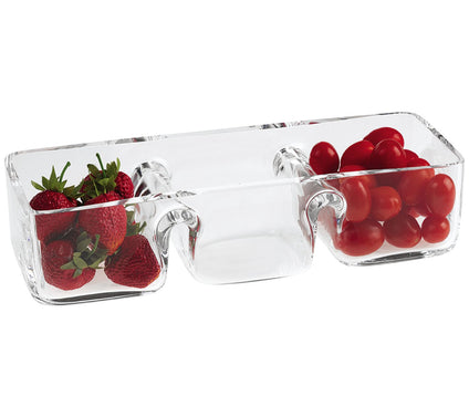Badash Crystal Hostess European 3-Section Serving Dish