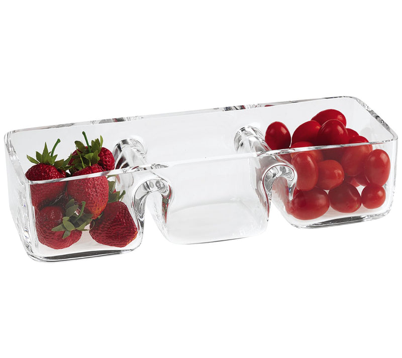 Badash Crystal Hostess European 3-Section Serving Dish — Main view