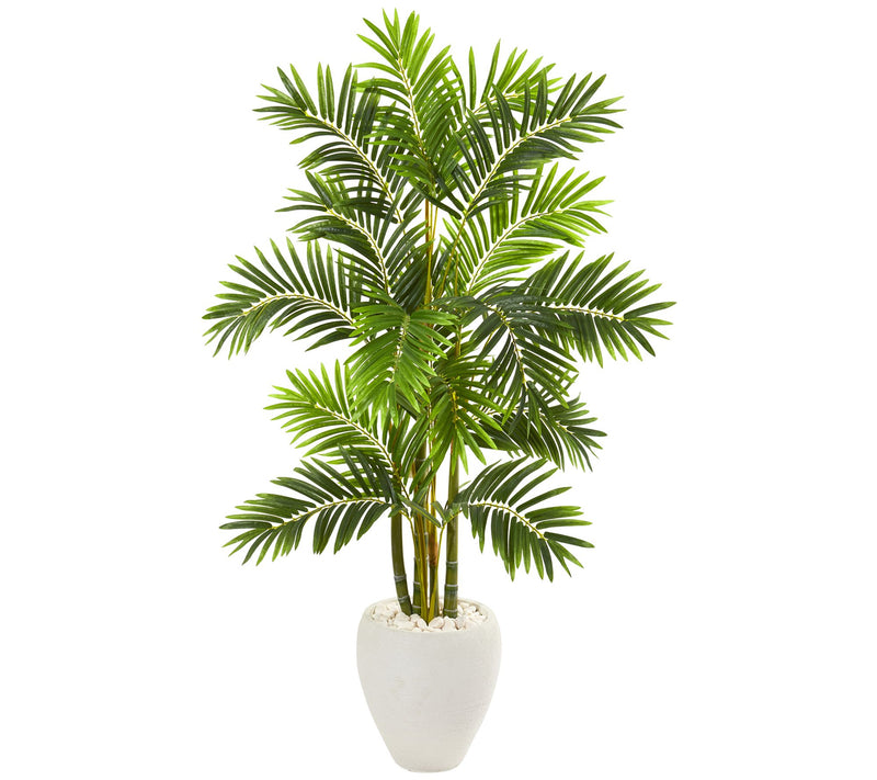 63" Areca Palm Tree in White Planter by NearlyNatural — Main view