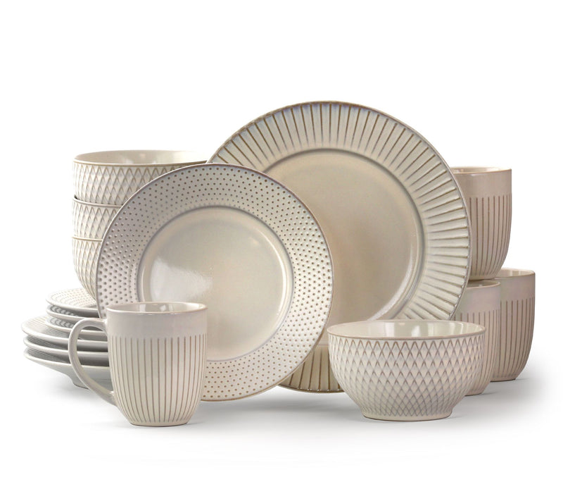 Elama Market Finds 16-Piece Stoneware Dinnerware Set in White — Main view