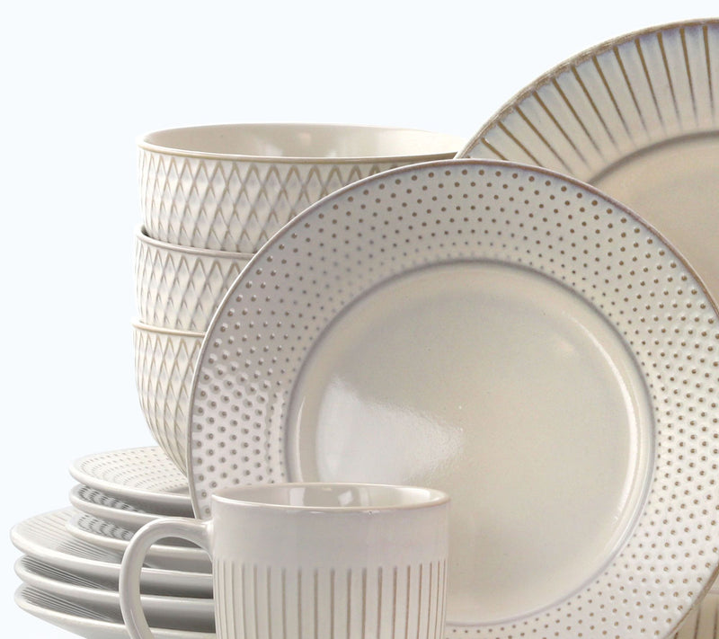 Elama Market Finds 16-Piece Stoneware Dinnerware Set in White — View 4