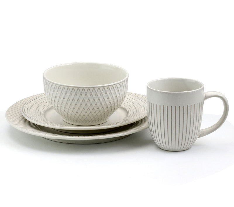 Elama Market Finds 16-Piece Stoneware Dinnerware Set in White — View 5