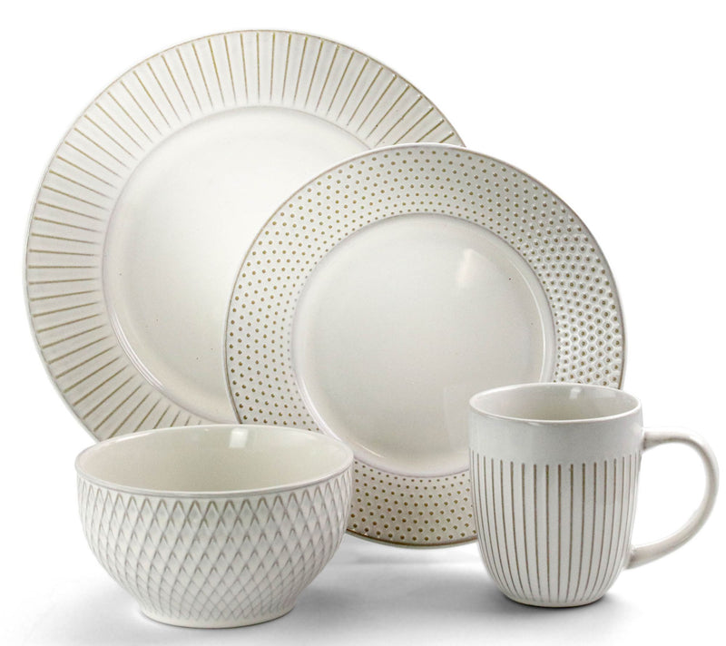 Elama Market Finds 16-Piece Stoneware Dinnerware Set in White — View 2