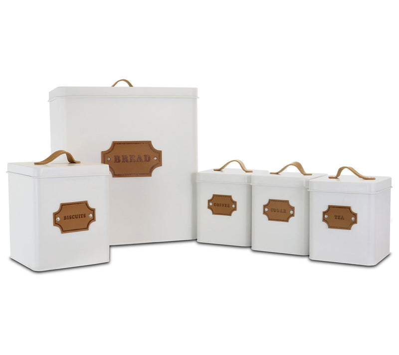 MegaChef 5-Piece Canister Set in White — Main view