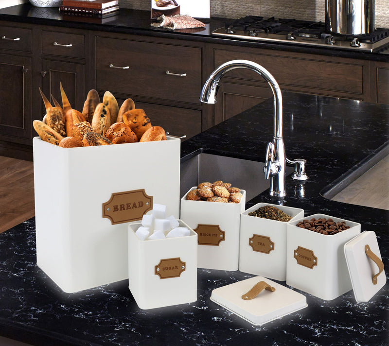 MegaChef 5-Piece Canister Set in White — View 8