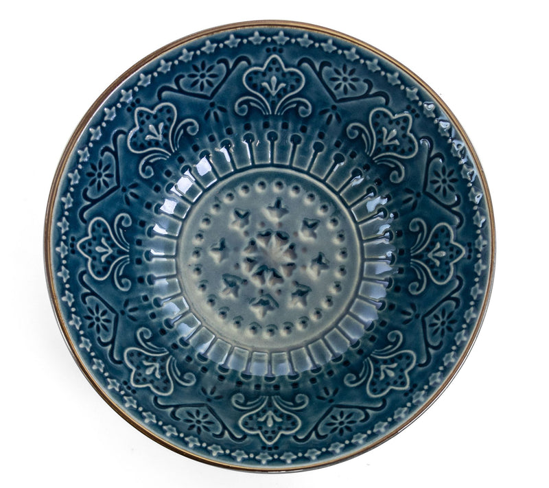 Elama Deep Sea Mozaic 16-Piece Round StonewareDinnerware Set — View 4