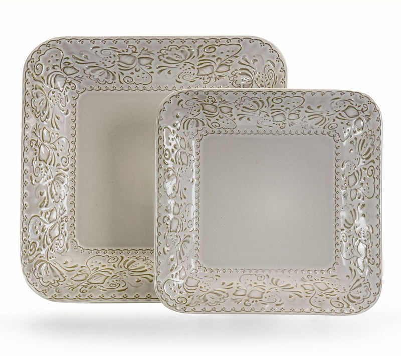 Elama Lotus 16-Pc Square Stoneware Dinnerware Set — View 11