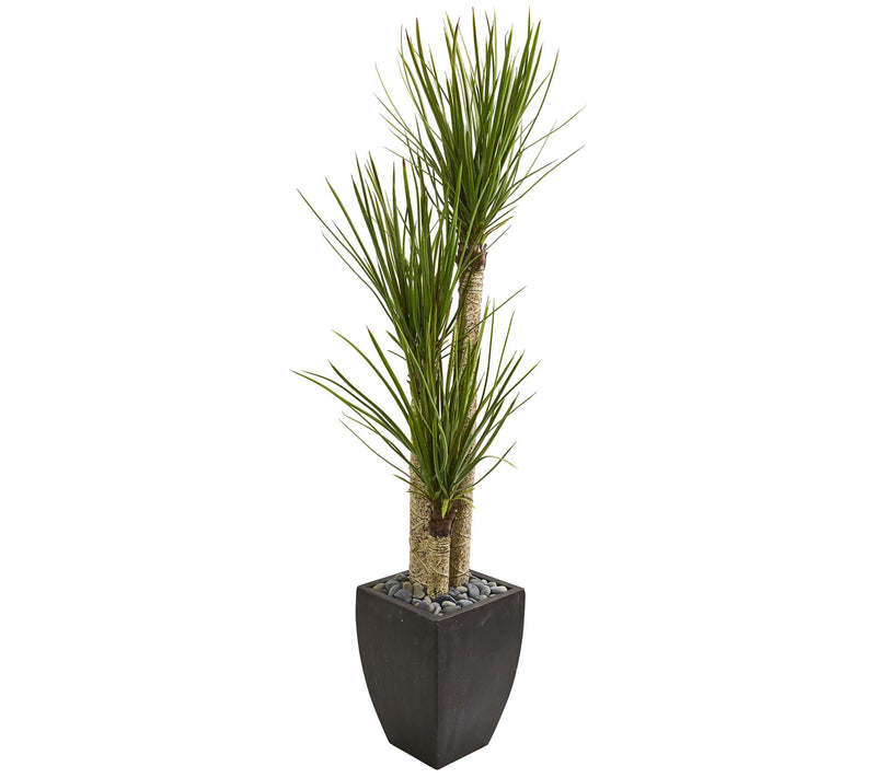 63" Yucca Tree in Black Planter by Nearly Natural — Main view