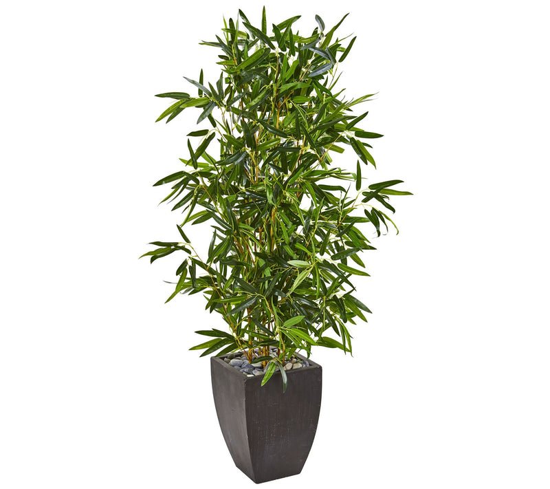 5' Bamboo Tree in Black Planter by Nearly Natural — Main view