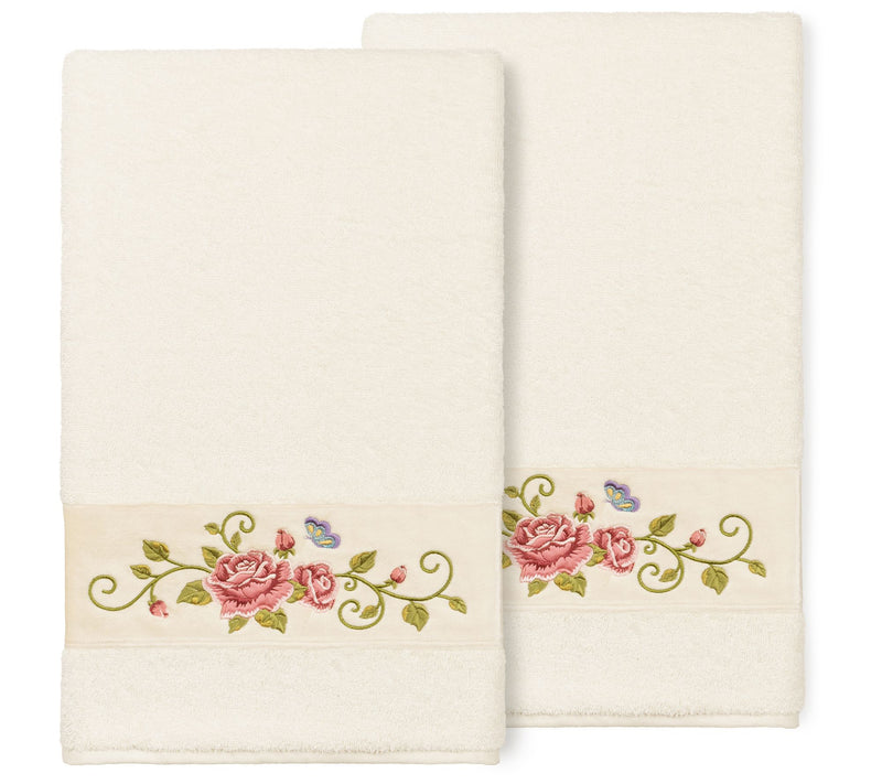 Linum Home Textiles Rebecca 2pc Embellished Bath Towel Set — View 9