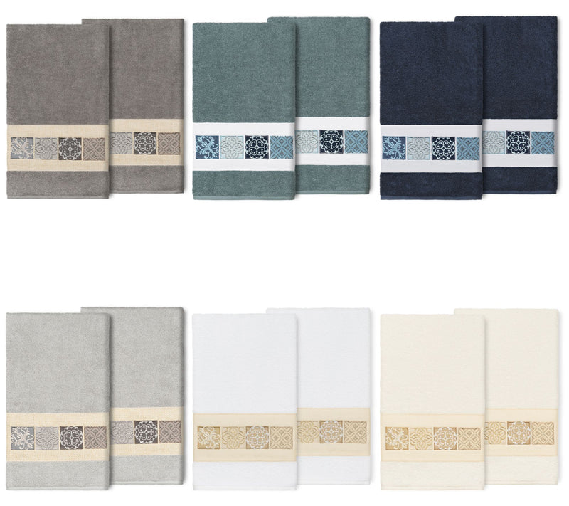 Linum Home Textiles Vivian 2pc Embellished BathTowel Set — View 2
