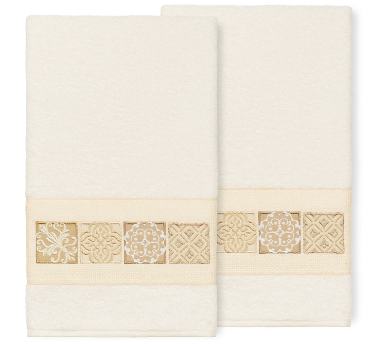 Linum Home Textiles Vivian 2pc Embellished BathTowel Set — View 9