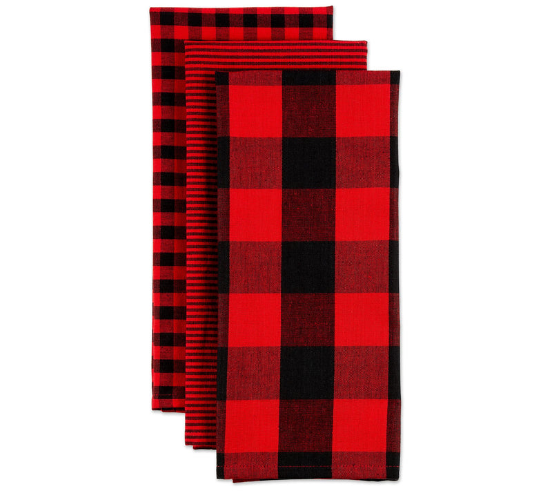 Design Imports Mixed Check Kitchen Towel Set of3 — View 3