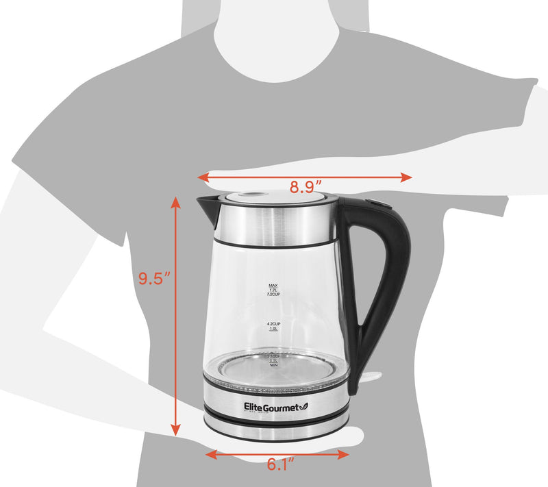 Elite Platinum Cordless 1.7L Glass Kettle, Stainless Steel — View 6