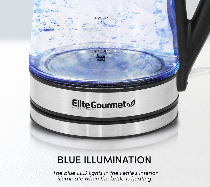 Elite Platinum Cordless 1.7L Glass Kettle, Stainless Steel — View 4