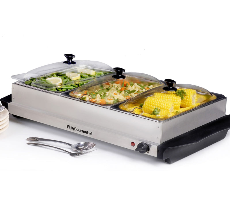 Elite Platinum 3-Tray Stainless Steel Electricuffet Server — View 7
