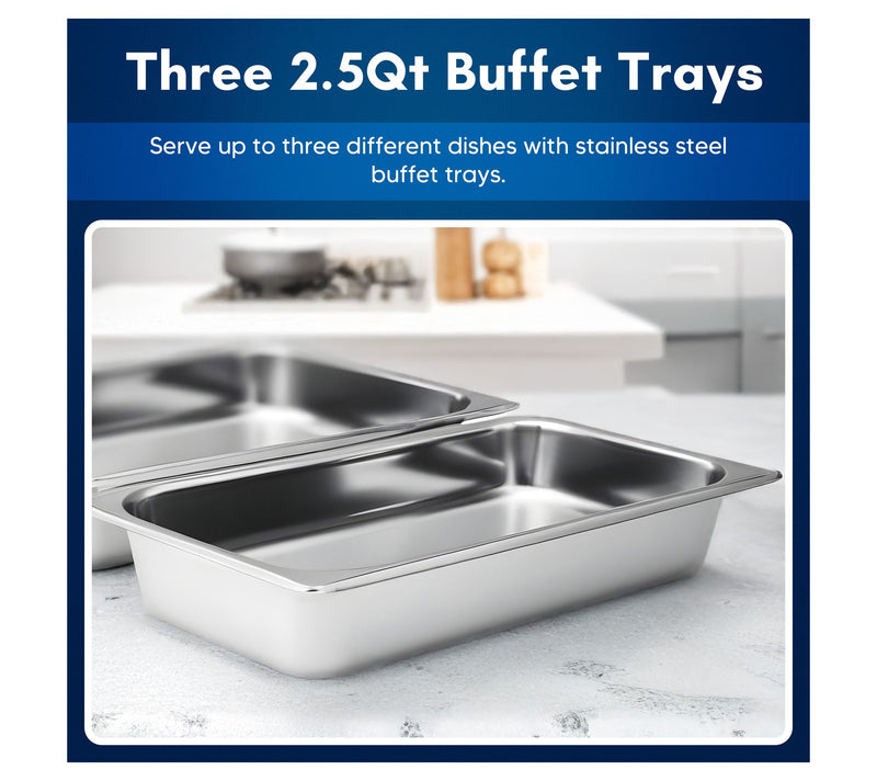 Elite Platinum 3-Tray Stainless Steel Electricuffet Server — View 4