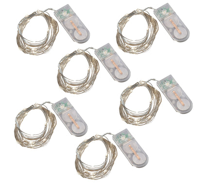 LumaBase Battery Operated LED Fairy String Lights - Set of 6