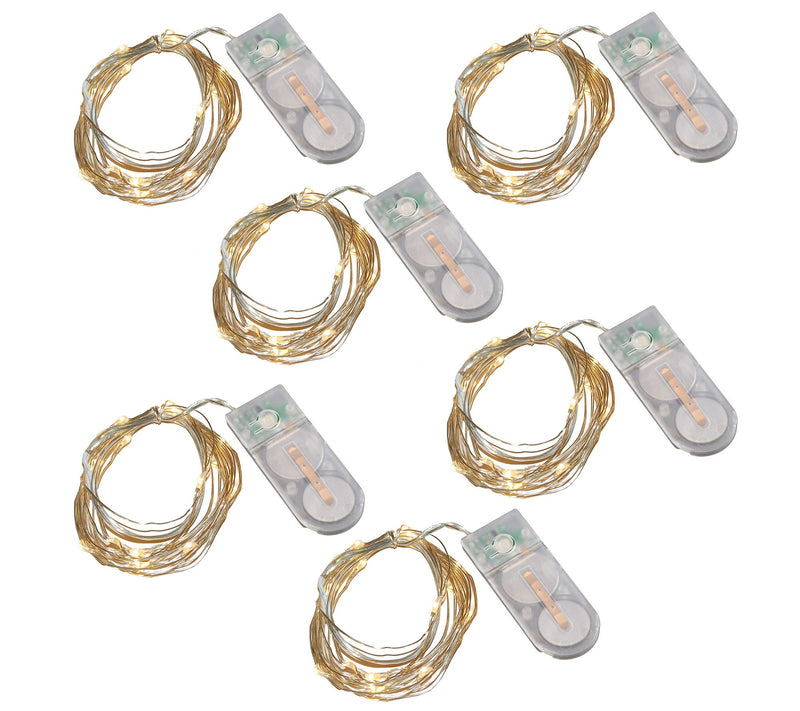 LumaBase Battery Operated LED Fairy String Lights - Set of 6 — View 9